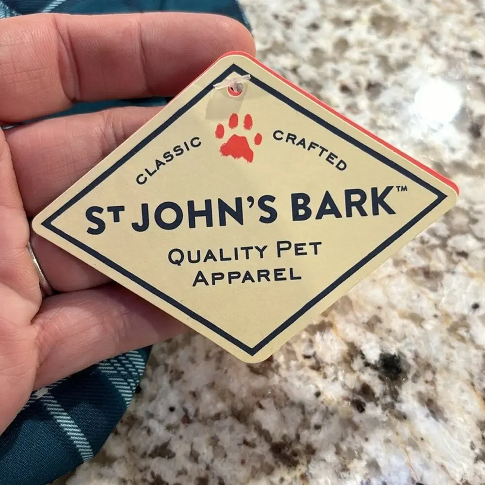 St. John’s Bark L watch plaid look blue green lined warm 24-30” chest nwt
